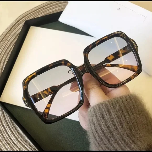 Sunglasses square oversize summer women champagne black pink luxury - Picture 8 of 14